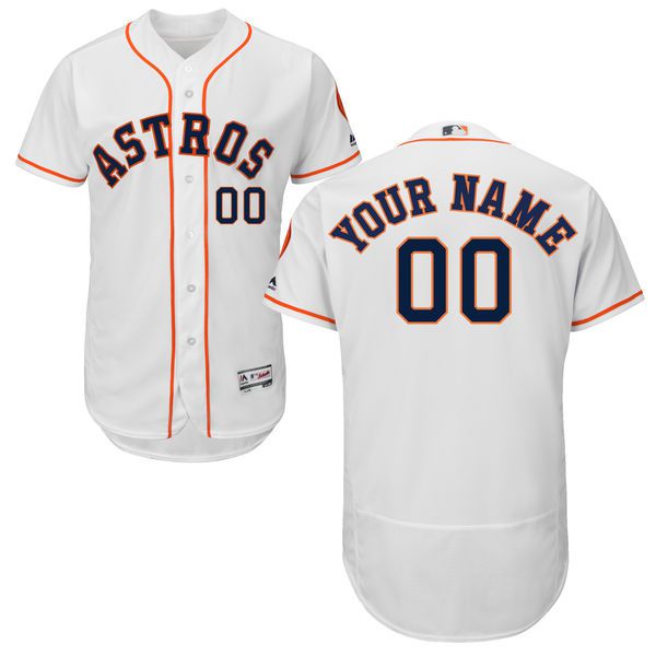 Men Houston Astros Majestic Home White Flex Base Authentic Collection Custom MLB Jersey